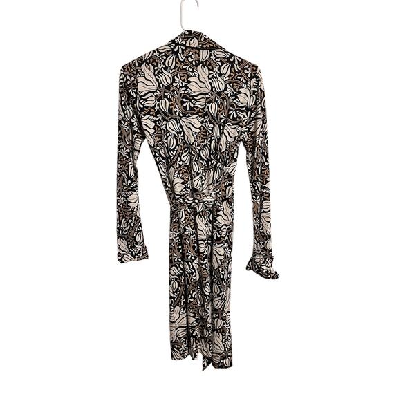 Diane von Furstenberg DVF Silk Wrap Dress Brown and Cream Women's Size 8 - Picture 2 of 6